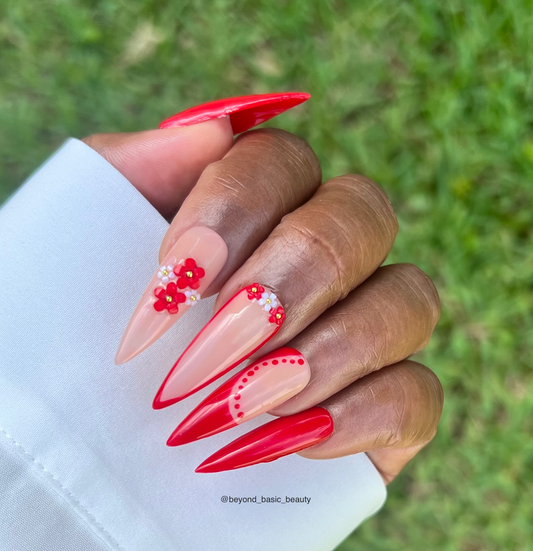 Red & White with Flower Accent