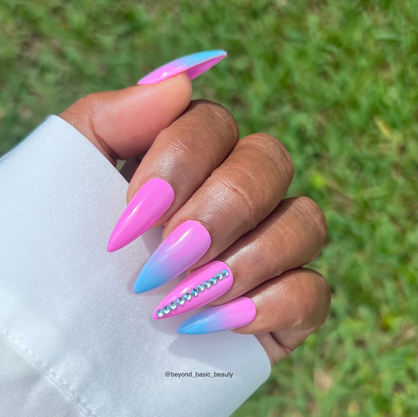 Blue and Pink Ombre Bling Accent