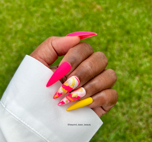 Hot Pink and Yellow w/ Marble Accent