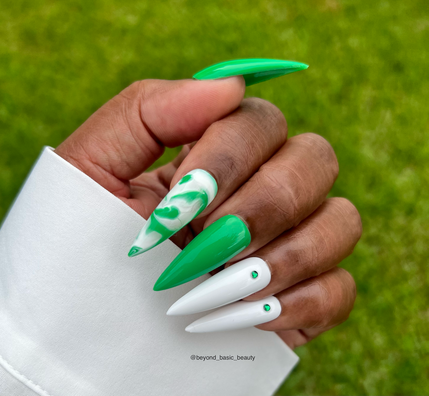 Green and White w/ Bling Accent